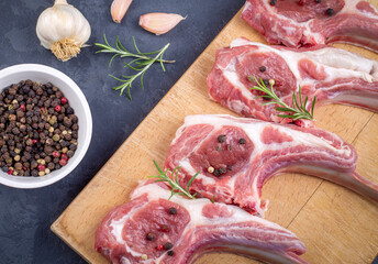 Raw lamb chop, food concept photo