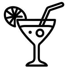 icon cocktail glass with cocktail