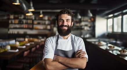 Confident Chef in Kitchen with a Smile. Generative ai