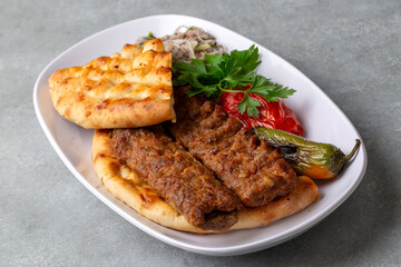 Traditional delicious Turkish foods; Adana kebab