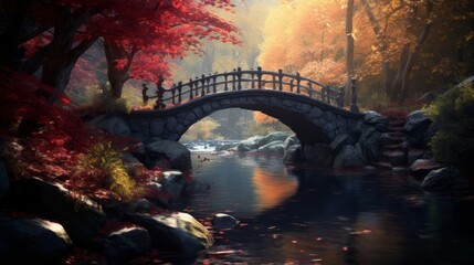 A beautiful autumn landscape just at the end of autumn. Generative AI. 