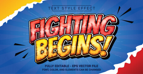 Fighting Begins Text Style Effect. Editable Graphic Text Template.