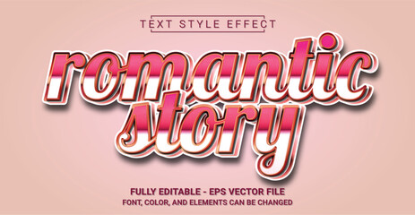 Romantic Story Text Style Effect. Editable Graphic Text Template.