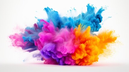 Colorful powder explosion on white background