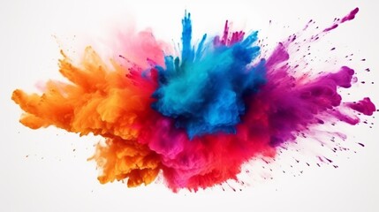 Colorful powder explosion on white background