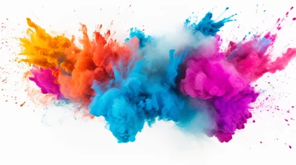 Schilderijen op glas Colorful powder explosion on white background © Patrick