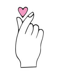 Vector hand drawn hand and heart. Romantic doodle illustration for valentine's day