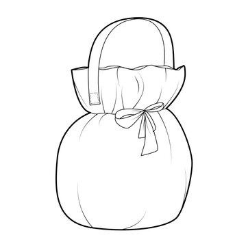 recommend clip art: Pompadour Bag clutch silhouette with bow. Fashion accessory technical illustration. Vector satchel front 3-4 view for Men, women, unisex style, flat handbag CAD mockup sketch outline isolated