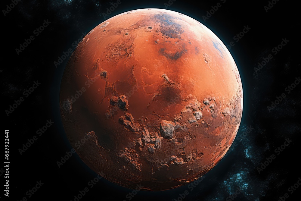 Wall mural planet mars in a black background