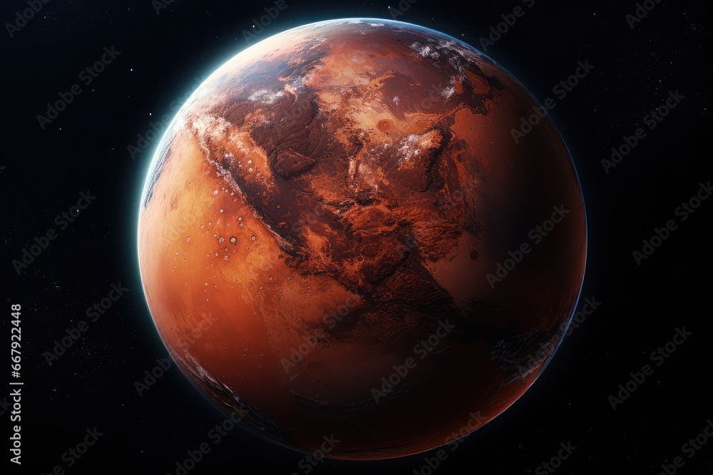 Wall mural planet mars in a black background