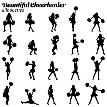 Vector illustration of cheerleaders' silhouettes set