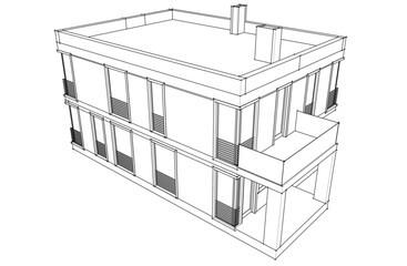 house building sketch architecture 3d illustration