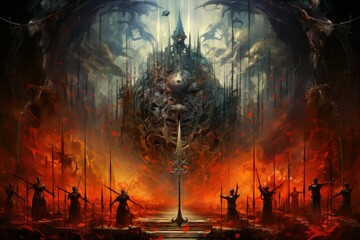 Fototapeta premium Sentient enchanted swords, whispering ancient battle strategies to their wielders - Generative AI