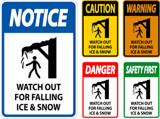 Caution Sign Watch Out For Falling Ice And Snow