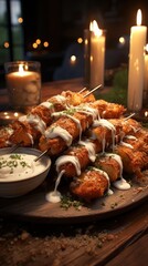 Naklejka premium Fried skewers UHD wallpaper