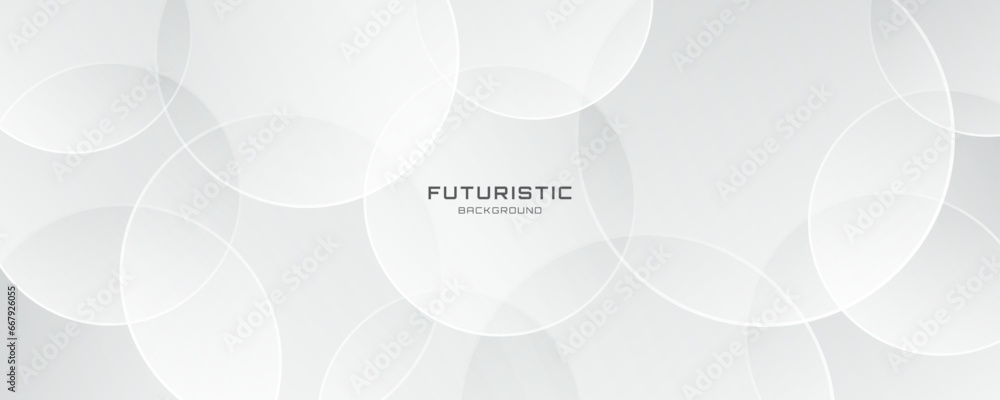 Poster 3d white geometric abstract background overlap layer on bright space with circles shape decoration. 