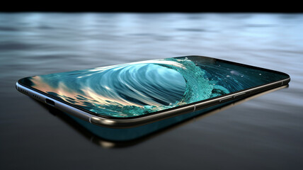 The phone of the future, the sea wave in the phone. Generative AI 