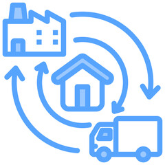 Supply Chain Blue Icon