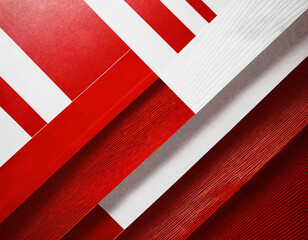 abstract red and white background, stripes and angled lines with texture are layered in a modern geometric pattern design