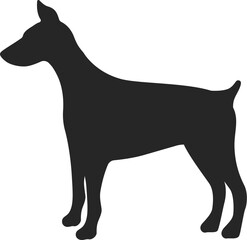 横から見た、ドーベルマンのシルエットのイラスト