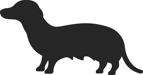 横から見た、ダックスフンドのシルエットのイラスト