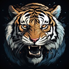 Fototapeta premium A tiger with its mouth open and its teeth wide open.