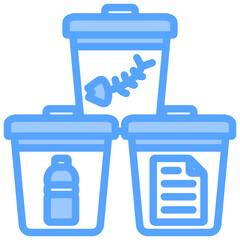 Waste Segregation Blue Icon