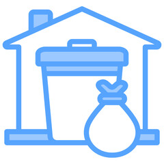 Household Waste Blue Icon