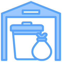 Waste Transfer Station Blue Icon