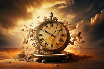 Anxiety of a clock ticking towards deadline. - obrazy, fototapety, plakaty