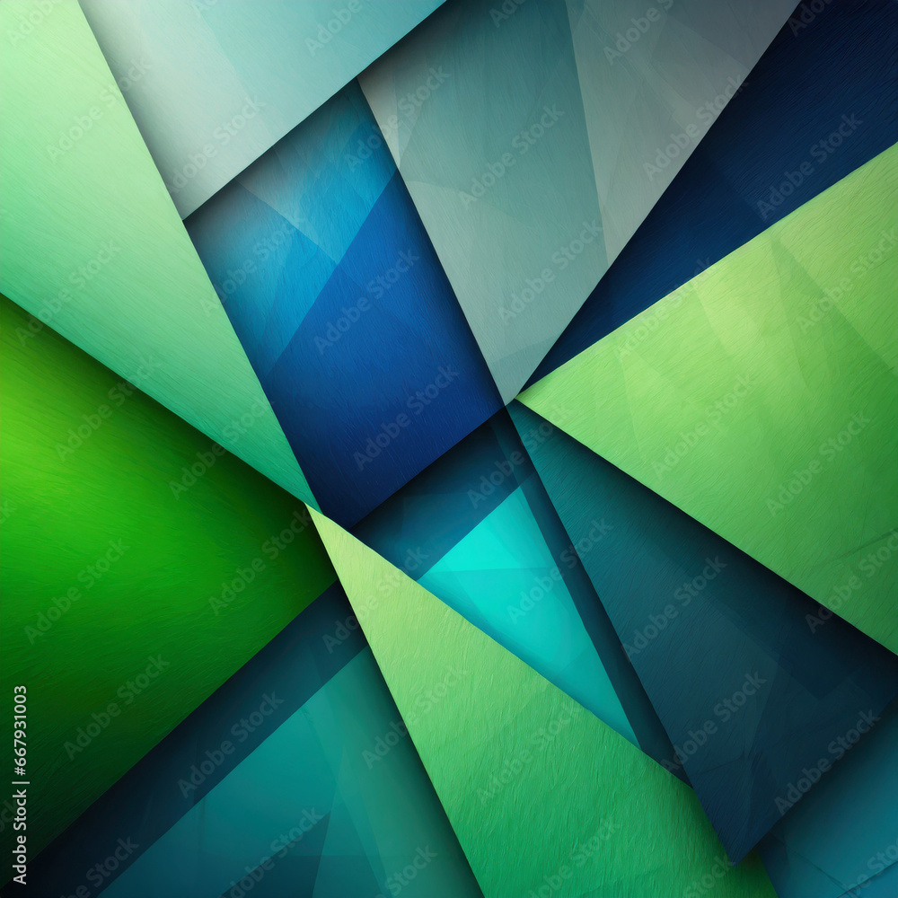 Aufkleber blue and green background with triangle layers in abstract geometric pattern