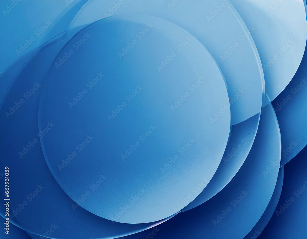 Poster blue background with abstract circles layered in modern art pattern design with minimal curving line