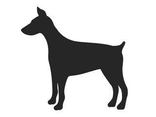 横から見た、ドーベルマンのシルエットのイラスト