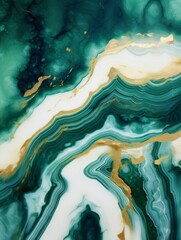 Abstract green and gold marble background. Backdrop concept for your graphic design, digital collages, banner, poster, web design. Colorful illustration