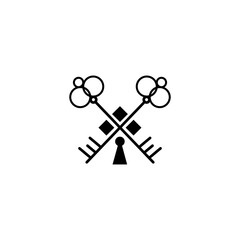 Kingdom keys icon. Classic crossed key symbol. logo design Vector illustration.
