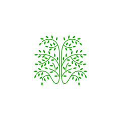 brain logo design vector with tree combination