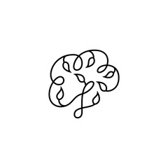 brain tree logo design in continuous line style