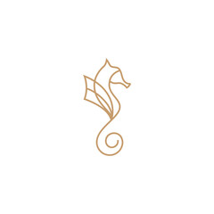 seahorse logo design template with line art design style