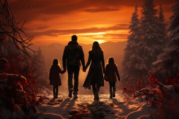 Family on a Christmas walk