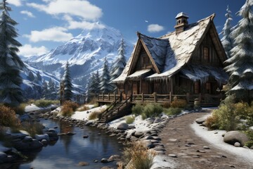 Christmas House in Mountains