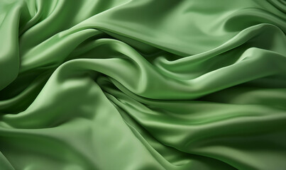 Acercamiento a una tela sintética arrugada de color verde