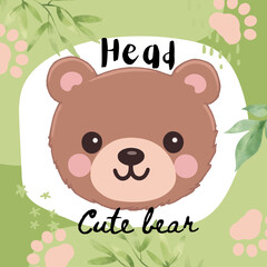 Cute bear head cartoon, illustration vector. 