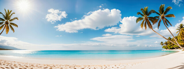 Fototapeta na wymiar Coconut Beach, Blue Sea and Sky
