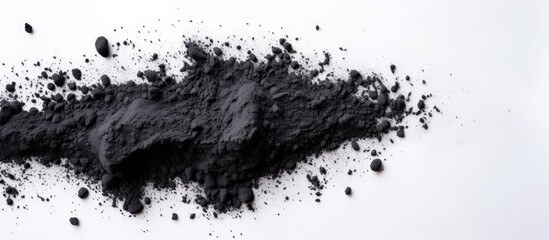 White background top view Facial mask with activated charcoal powder