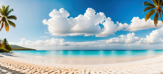 Fototapeta na wymiar Coconut Beach, Blue Sea and Sky