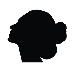 Woman Face Silhouette with Stylish Hairstyle, woman logo, Head icon sign