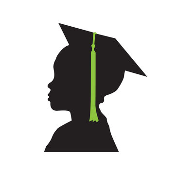 recommend clip art: little kid boy graduate face silhouette, graduation silhouette. children's graduation ceremony silhouette, children's education
