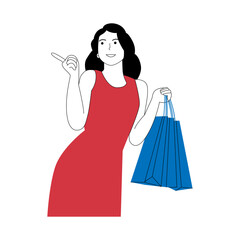 Fototapeta premium vector illustration of shopping woman