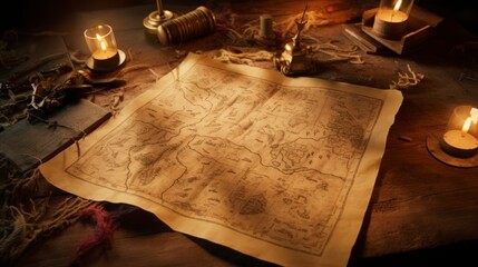 treasure map on a table