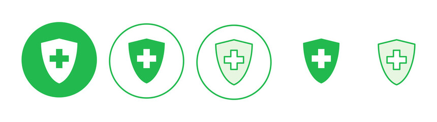 Health insurance icon set. Insurance health document icon